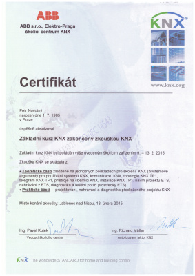 Certifikát KNX
